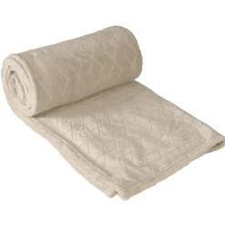 Dylrev Plaid en Flanelle à Motif reliefé géométrique, 130x170cm, Beige,* Plaid Polaire