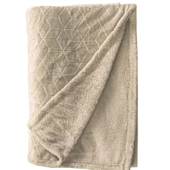 Dylrev Plaid en Flanelle à Motif reliefé géométrique, 130x170cm, Beige,* Plaid Polaire