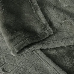 Dylrev Plaid en Flanelle à Motif reliefé géométrique, 130x170cm, Gris anthracite,* Plaid Polaire
