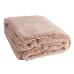 Clearance J-Line Plaid en polyester rose poudré 180x130 cm