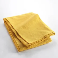 Best Douceur D'Intérieur Plaid enroulable 220 x 240 cm Polycoton Lucile Jaune Curry avec fermeture boutons