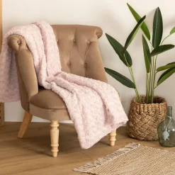 Atmosphera Créateur D'Intérieur Plaid fausse fourrure bouclée - rose 120x160 cm - Atmosphera* Plaid
