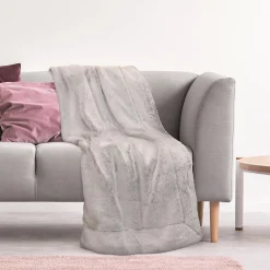 Linnea Plaid fausse fourrure collection CARLA 140x200 cm coloris gris* Plaid Canapé|Plaid