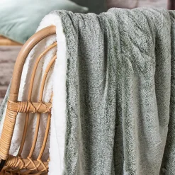 Hot Deko&Co Plaid fausse fourrure vert 200x220