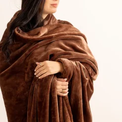 Atmosphera Créateur D'Intérieur Plaid flanelle Cuddly marron 130x180cm - Atmosphera* Plaid