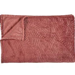 Linnea Plaid flanelle JULIA 150x200 cm motif végétation rouge terracotta* Plaid