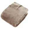 Atmosphera Créateur D'Intérieur Plaid flanelle Ollis beige lin 260x240cm - Atmosphera* Plaid Canapé|Plaid