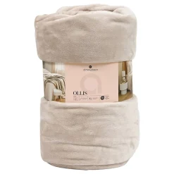 Atmosphera Créateur D'Intérieur Plaid flanelle Ollis beige lin 260x240cm - Atmosphera* Plaid Canapé|Plaid