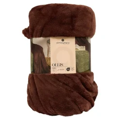 Atmosphera Créateur D'Intérieur Plaid flanelle Ollis marron tonka 180x130cm - Atmosphera* Plaid Canapé