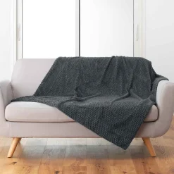 Outlet Paris Prix Plaid Imitation Fourrure "Icerberg" 180x220cm Anthracite