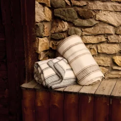 Toison d'Or Plaid laine et mohair à rayure (180x240 cm - Vert sapin)* Plaid Canapé