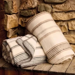 Toison d'Or Plaid laine et mohair à rayure (180x240 cm - Vert sapin)* Plaid Canapé