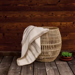 Toison d'Or Plaid laine et mohair à rayure (120x180 cm - Beige)* Plaid Canapé|Plaid