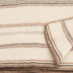 Toison d'Or Plaid laine et mohair à rayure (120x180 cm - Beige)* Plaid Canapé|Plaid