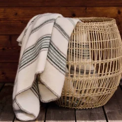 Toison d'Or Plaid laine et mohair à rayure (120x180 cm - Vert sapin)* Plaid Canapé