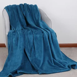 GoodHome Plaid lulu bleu foncé L.180x l.150 cm* Plaid Polaire|Plaid Canapé