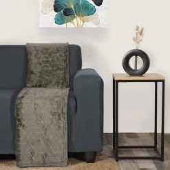 Clearance Dylrev Plaid Polaire à Motif reliefé géométrique, 220x240cm, Gris anthracite,