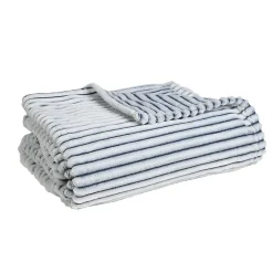 Sensei Maison Plaid polaire côtelé extra doux et chaud Blanc/Denim 150x180 cm KASH* Plaid Canapé|Plaid