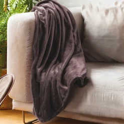 Linnea Plaid polaire 150x200 cm microvelours 100% Polyester 280g/m2 VELVET marron ebene* Plaid Canapé|Plaid