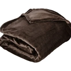 Linnea Plaid polaire 150x200 cm microvelours 100% Polyester 280g/m2 VELVET marron ebene* Plaid Canapé|Plaid