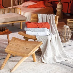 Linnea Plaid réversible 125x180 cm JAIPUR en coton stone-washed blanc* Plaid Canapé