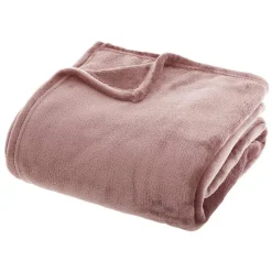 Atmosphera Créateur D'Intérieur Plaid uni en flanelle - rose 180x230 cm - Atmosphera* Plaid