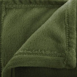 Atmosphera Créateur D'Intérieur Plaid uni en flanelle - vert kaki 180x230 cm - Atmosphera* Plaid Canapé|Plaid