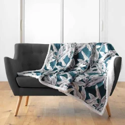 Online Paris Prix Plaid Velours Imprimé "Isibelle" 125x150cm Bleu