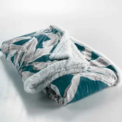 Online Paris Prix Plaid Velours Imprimé "Isibelle" 125x150cm Bleu