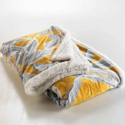 Best Paris Prix Plaid Velours Imprimé "Isibelle" 125x150cm Jaune