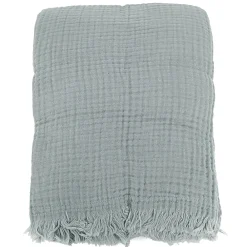 Sale Linnea Plaid 180x240 cm en mousseline de coton collection PAROS vert lichen