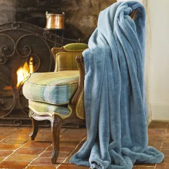 Linnea Plaid 150x200 cm en polyester MELLOW bleu orage* Plaid Canapé