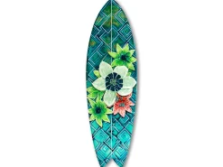 Déclina Planche de surf décorative, impression sur alu-dibond, déco murale, Planche de surf décorative style tropical, 100x30 cm* Objet Décoratif Mural