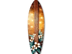 Déclina Planche de surf décorative, impression sur alu-dibond, déco murale, Planche de surf décorative design fleur hawaienne 3, 100x30 cm* Objet Décoratif Mural