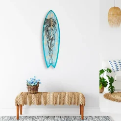 Hot Déclina Planche de surf décorative, impression sur alu-dibond, déco murale, Planche de surf déco Woman Illustration, 100x30 cm