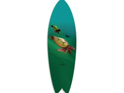 New Déclina Planche de surf décorative, impression sur alu-dibond, déco murale, Planche de surf déco murale Tortue Marine, 100x30 cm