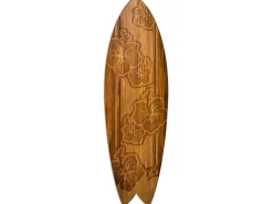 Déclina Planche de surf décorative, impression sur alu-dibond, déco murale, Planche de surf déco Fleur d'iris sur bois , 100x30 cm