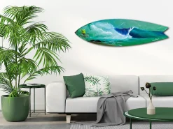 Déclina Planche de surf murale Super Left, DECLINA, planche de surf décorative, décoration murale, surf déco, alu-dibond, 100x30 cm* Objet Décoratif Mural