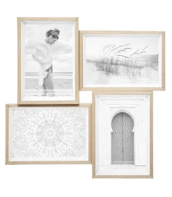 Atmosphera Pêle - mêle "Moly" - bois et verre - 4 photos - Blanc-* Cadre
