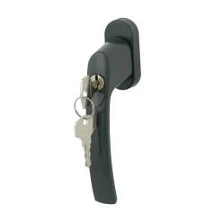 Hot Poignée de fenêtre Minianc avec clé PVC fer aluminium gris l.2,9 x H.15,4 x P.6 cm