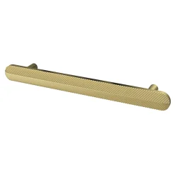 GoodHome Poignée de meuble arrondi Garlan aluminium effet laiton satin doré l.168mm x l.15mm x H. 27mm entraxe 128mm* Poignée De Meuble