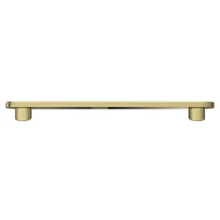 New GoodHome Poignée de meuble arrondi Minzh aluminium effet laiton satin doré l.153mm x l.25mm x H. 16mm entraxe 128mm