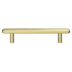 GoodHome Poignée de meuble arrondi Garlan aluminium effet laiton satin doré l.136mm x l.15mm x H. 27mm entraxe 96mm* Poignée De Meuble