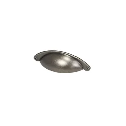 Poignée de meuble demi-ronde Rohan effet étain satin gris l.104mm x l.30mm x H. 26mm entraxe 64mm* Poignée De Meuble