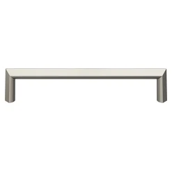 Clearance GoodHome Poignée de meuble Droit Keri effet nickel satin gris l.138mm x l.11mm x H. 27mm entraxe 128mm