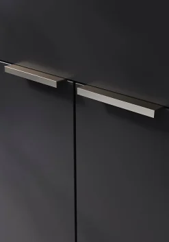 Outlet GoodHome Poignée de meuble Incurvé Skej aluminium effet nickel satin gris l.120mm x l.19mm x H. 35mm entraxe 96mm