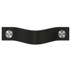 Sale GoodHome Poignée de meuble nœud Hezo cuir et métal satin noir l.123mm x H. 24mm entraxe 96mm