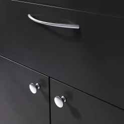 New GoodHome Poignée de meuble nœud Primel effet chromé gris l.160mm x l.9mm x H. 27mm entraxe 128mm