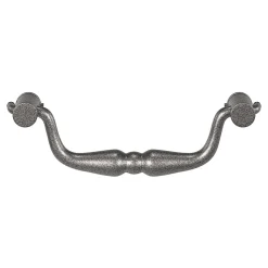 Outlet GoodHome Poignée de meuble nœud Kilhog effet étain satin gris l.113mm x H. 33mm entraxe 96mm