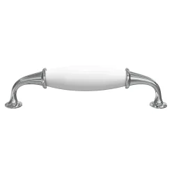 Hot GoodHome Poignée de meuble nœud Porcelaine Vras chrome brillant l.14.2cm x h.2cm x p.3.7cm